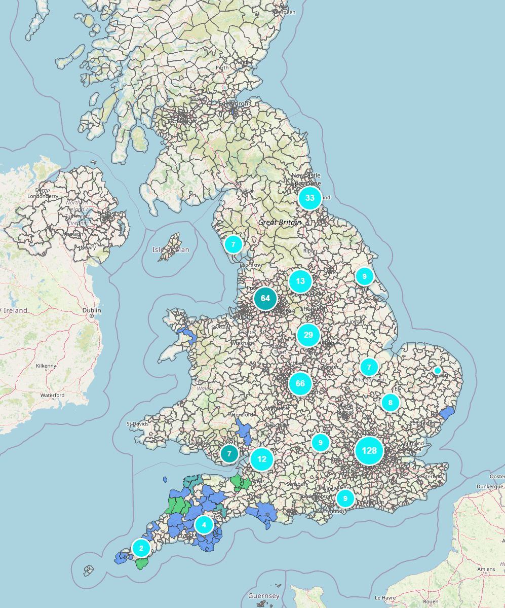 Territory map with location-specific data overlay